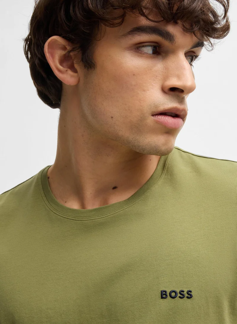 BOSS Stretch-cotton regular-fit T-shirt with embroidered logo