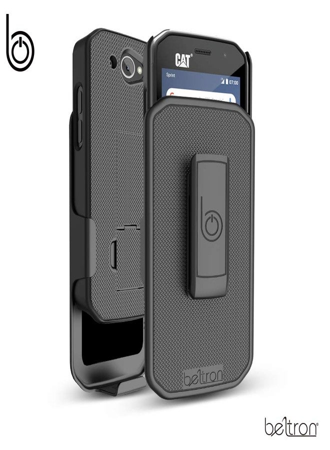 جراب CAT S48c مع مشبك، مشبك حزام BELTRON شديد التحمل مع مشبك دوار لهاتف CAT S48c (S48c مفتوح الشبكة من Sprint وVerizon) الميزات: تثبيت آمن وحامل مدمج (متين وموثوق وخفيف الوزن) - أسود - Image 5