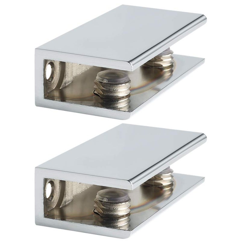Alise Glass Shelf Bracket Adjustable Shower BracketsShelf Bracket Holder for 610mm Glass ShelvesWall Mount Clamps Clip Support Hardware Replacement PartsPolished Chrome 2 Pcs
