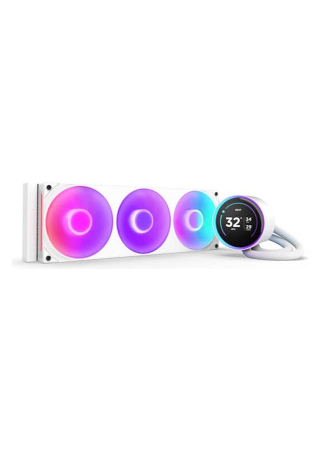 NZXT Kraken Elite 420 RGB, 420mm All-in-One Liquid CPU Cooler with 2.36" Customizable LCD Display, RGB Fans, and CAM Software Integration, White | RL-KR42E-W2  - Image 1