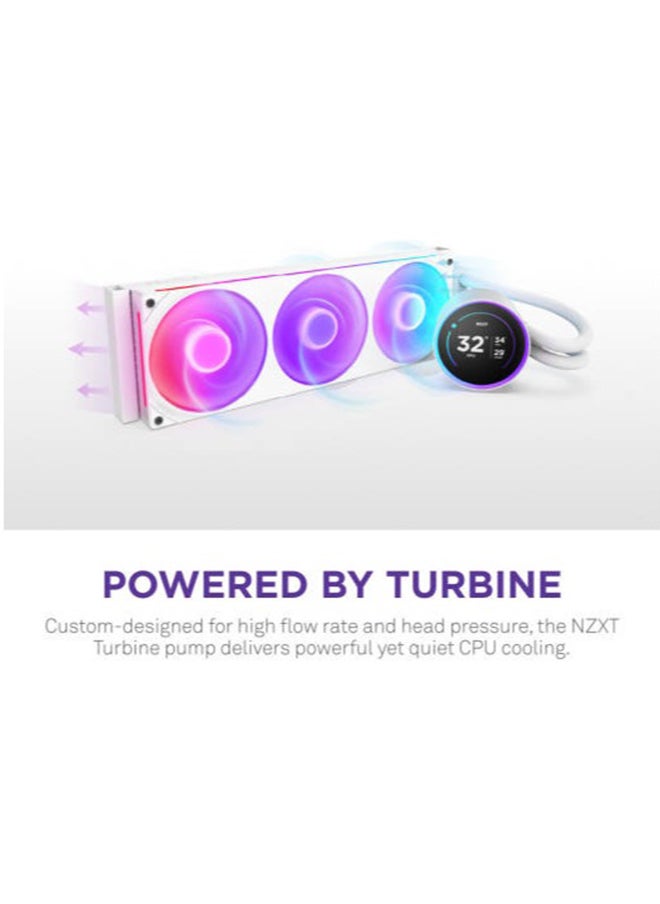 NZXT Kraken Elite 420 RGB, 420mm All-in-One Liquid CPU Cooler with 2.36" Customizable LCD Display, RGB Fans, and CAM Software Integration, White | RL-KR42E-W2  - Image 2