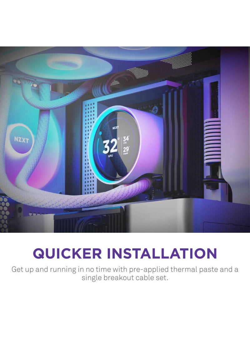 NZXT - Kraken Elite 420 RGB, 420mm All-in-One Liquid CPU Cooler with 2.36" Customizable LCD Display, RGB Fans, and CAM Software Integration, White | RL-KR42E-W2 - Image 1