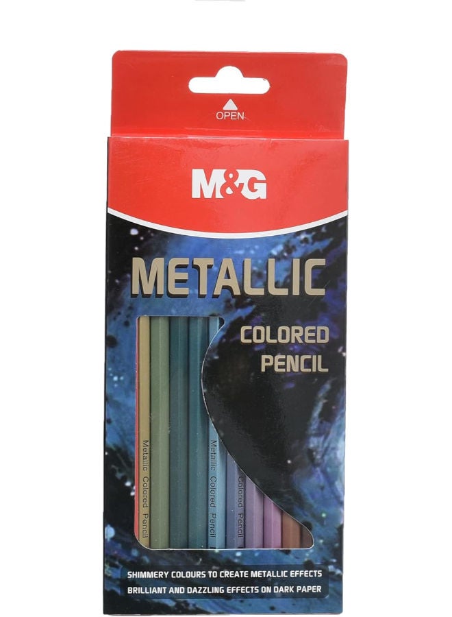 M&G Metallic Colored Pencils, 12 Shimmering Colors for Creative Art, Scrapbooking, and Decorative Projects - Image 3