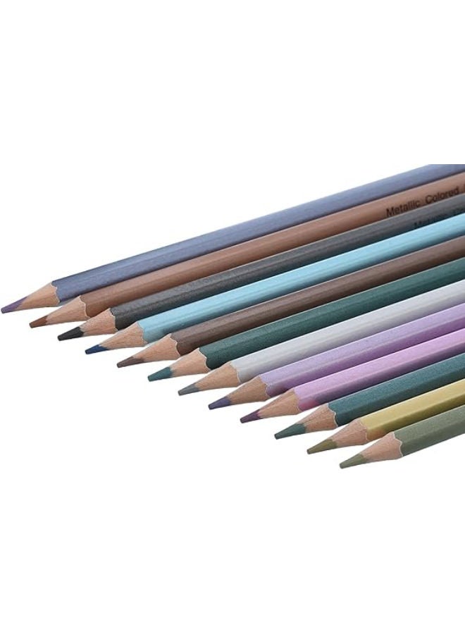 M&G Metallic Colored Pencils, 12 Shimmering Colors for Creative Art, Scrapbooking, and Decorative Projects - Image 2