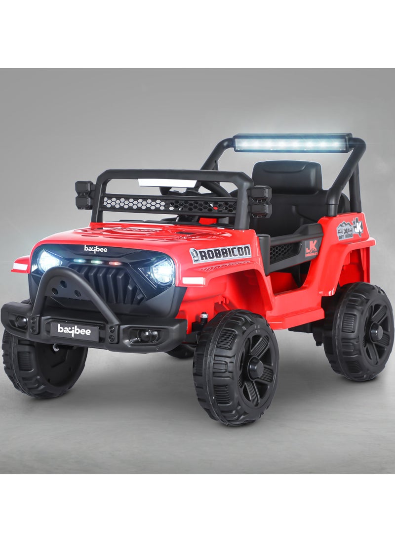 BAYBEE - Baybee Turbo Battery Operated Jeep for Kids Rechargeable Battery Car for Kids with Music Led Light Ride On Kids Car Jeep Racing Baby Big Car Electric Car for Kids Childrens Boy Girl Red - Image 1