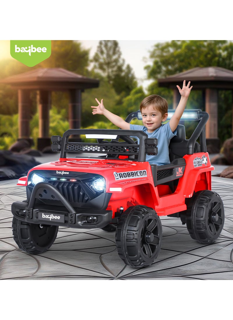 BAYBEE - Baybee Turbo Battery Operated Jeep for Kids Rechargeable Battery Car for Kids with Music Led Light Ride On Kids Car Jeep Racing Baby Big Car Electric Car for Kids Childrens Boy Girl Red - Image 1