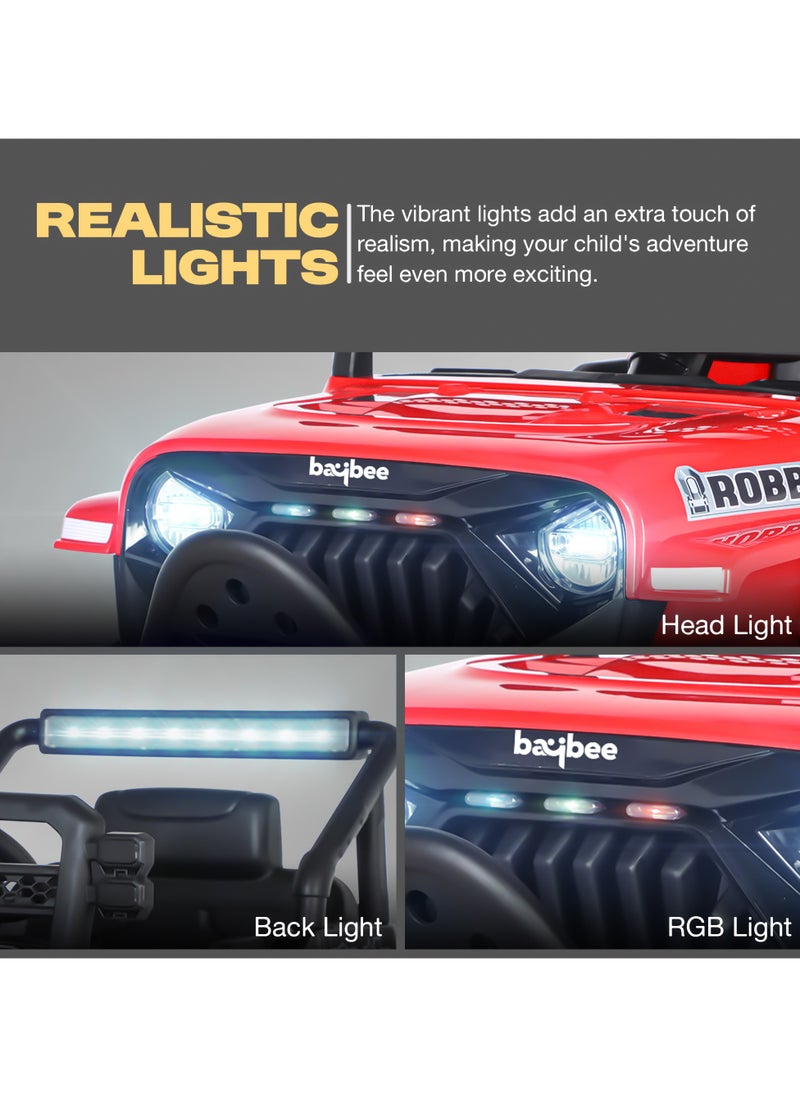 BAYBEE - Baybee Turbo Battery Operated Jeep for Kids Rechargeable Battery Car for Kids with Music Led Light Ride On Kids Car Jeep Racing Baby Big Car Electric Car for Kids Childrens Boy Girl Red - Image 1