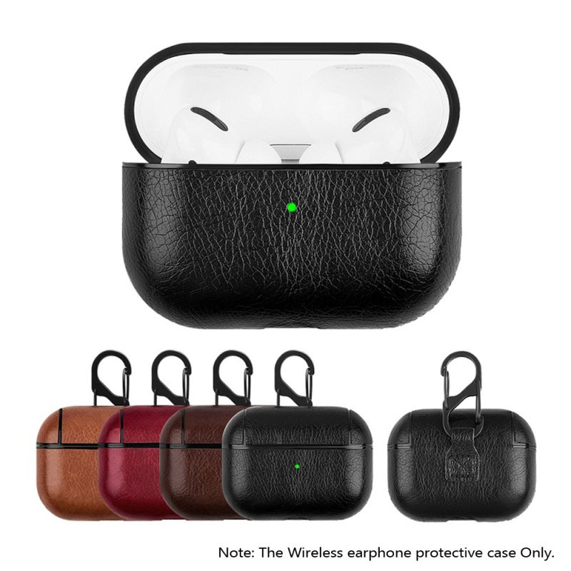 Dark Brown AirPods Case: Soft Smooth PU Leather Anti-Scratch Cover - Lightweight Full Protection With Bottom Charging Port Access Built-In Carabiner for AirPods Pro, Backpacks, Keychains - Image 4