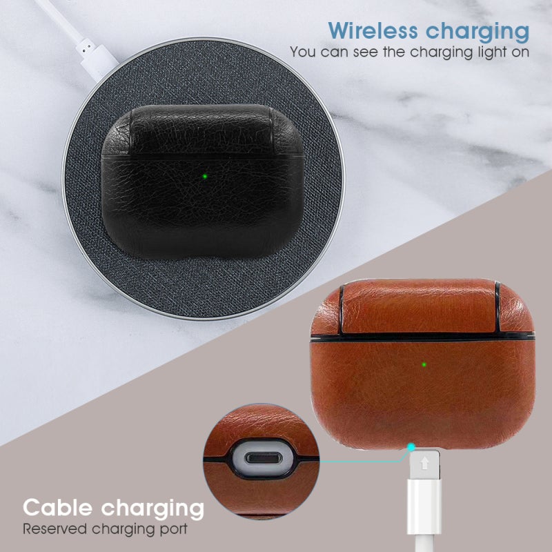 Dark Brown AirPods Case: Soft Smooth PU Leather Anti-Scratch Cover - Lightweight Full Protection With Bottom Charging Port Access Built-In Carabiner for AirPods Pro, Backpacks, Keychains - Image 5