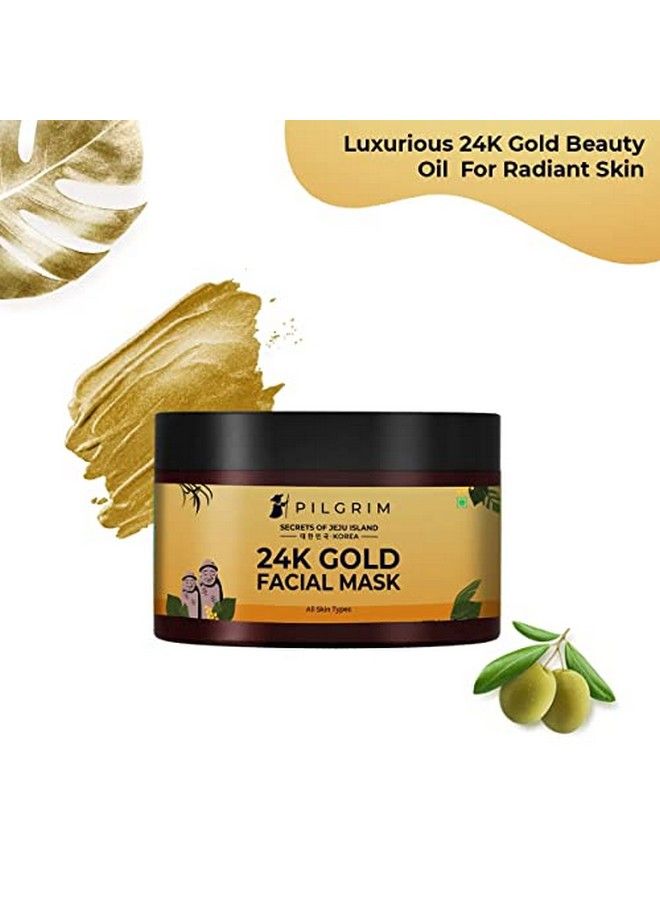 PILGRIM 24K Gold Facial Kit ; Dewy Glass Skin Finish ; Facial Kit For Radiant Look ; 24K Gold Face Mask Pack 50Gm ; 24K Gold Serum 20Ml ; Korean Skin Care ; For Women & Men ; Free Jute Bag  - Image 4