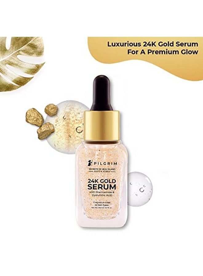 PILGRIM 24K Gold Facial Kit ; Dewy Glass Skin Finish ; Facial Kit For Radiant Look ; 24K Gold Face Mask Pack 50Gm ; 24K Gold Serum 20Ml ; Korean Skin Care ; For Women & Men ; Free Jute Bag  - Image 3