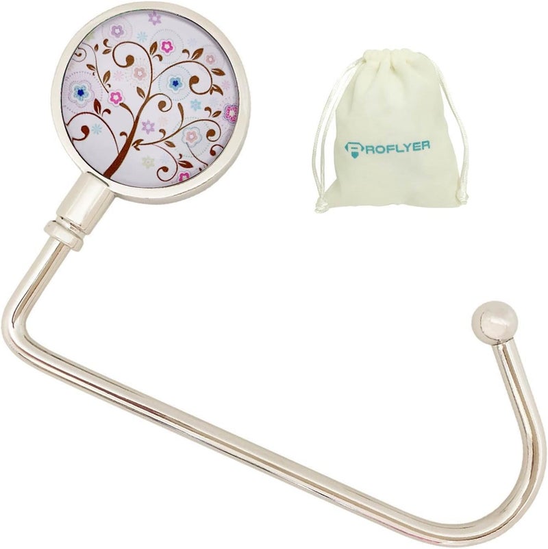 ROFLYER Purse Hook Hanger for Table Bar Long Handbag Hanger Bag Hanger with Velvet Pouch (Tree of Life 01) - Image 1