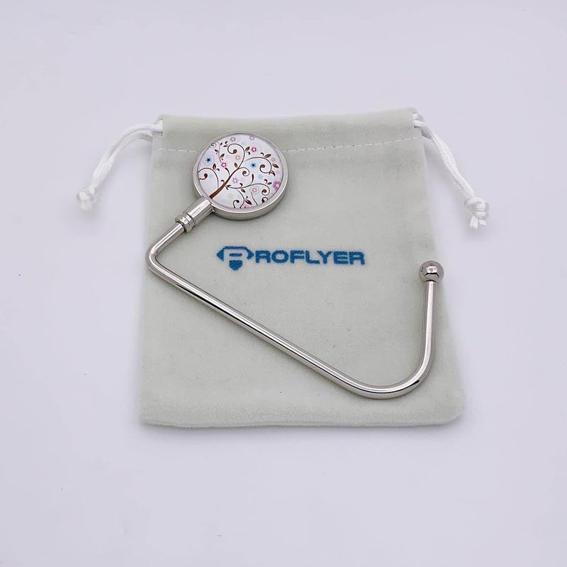 ROFLYER Purse Hook Hanger for Table Bar Long Handbag Hanger Bag Hanger with Velvet Pouch (Tree of Life 01) - Image 3