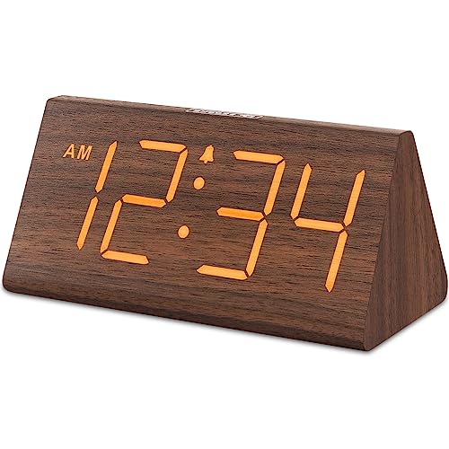 DreamSky Wooden Digital Alarm Clocks for Bedrooms - Electric Desk Clock with Large Numbers, USB Port, Loud Alarm for Heavy Sleepers, Adjustable Volume, Dimmer, Snooze, DST, Wood Décor, Adapter Powered - Image 1