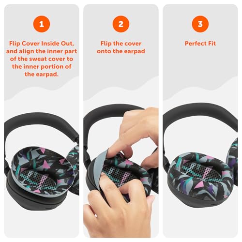 WC SweatZ XM6 – Patented Silicone Earpad Sweat Covers Compatible with Sony WH-1000XM6 by Wicked Cushions | Sweatproof & Easily Washable | 90's Black - Image 5