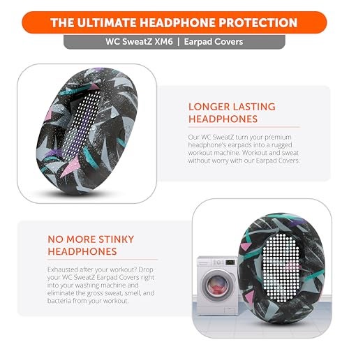 WC SweatZ XM6 – Patented Silicone Earpad Sweat Covers Compatible with Sony WH-1000XM6 by Wicked Cushions | Sweatproof & Easily Washable | 90's Black - Image 4