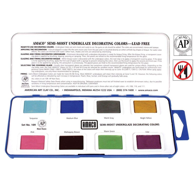AMACO Semi-Moist Underglaze Decorating Colors Set 2