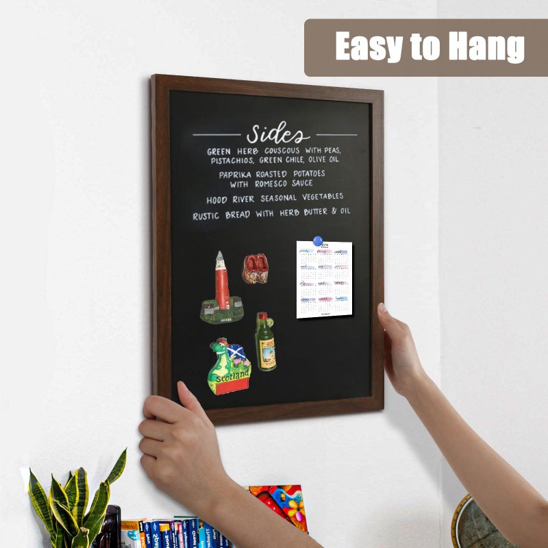 4 THOUGHT Chalk Board 24" x 36", Magnetic Large Chalkboard for Wall Rustic Blackboard Hanging Chalkboards Sign Menu Board for Kitchen Decor Office Home School 4 Markers 8 Magnets, Brown - Image 5