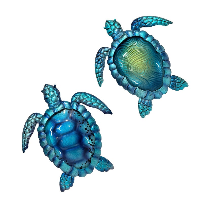 LIFFY Metal Turtle Wall Art Decor Ocean Wall Hanging Coastal Wall Sculptures Beach Theme Wall Decoration for Indoor Outdoor Bathroom Beach Garden Pool (10", 2 pcs) - Image 1