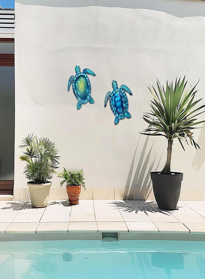 LIFFY Metal Turtle Wall Art Decor Ocean Wall Hanging Coastal Wall Sculptures Beach Theme Wall Decoration for Indoor Outdoor Bathroom Beach Garden Pool (10", 2 pcs) - Image 4