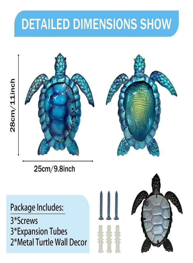 LIFFY Metal Turtle Wall Art Decor Ocean Wall Hanging Coastal Wall Sculptures Beach Theme Wall Decoration for Indoor Outdoor Bathroom Beach Garden Pool (10", 2 pcs) - Image 3