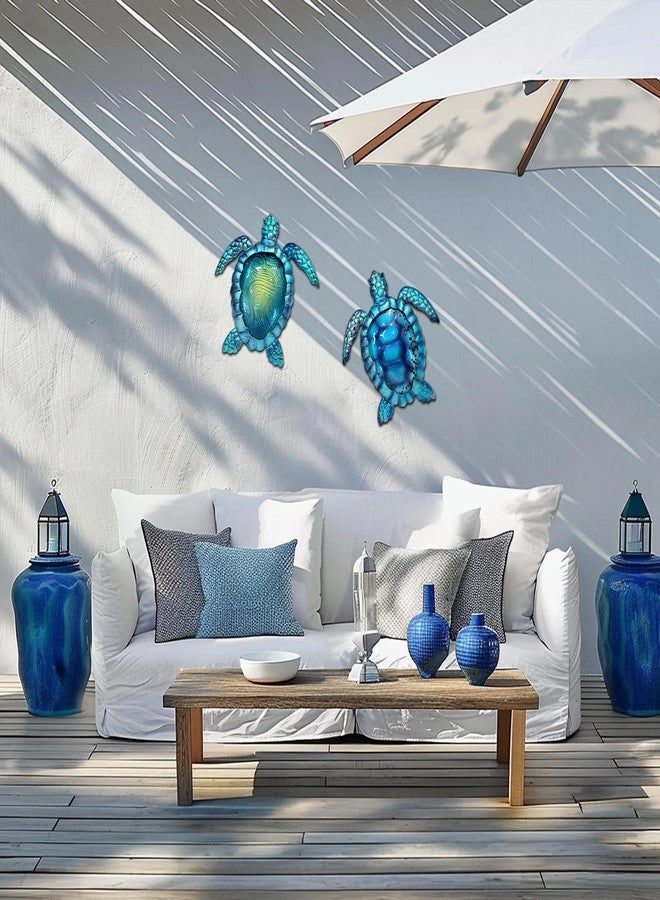 LIFFY Metal Turtle Wall Art Decor Ocean Wall Hanging Coastal Wall Sculptures Beach Theme Wall Decoration for Indoor Outdoor Bathroom Beach Garden Pool (10", 2 pcs) - Image 5