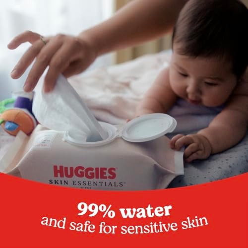 Huggies Skin Essentials Baby Wipes, Hypoallergenic, 99% Water, 2 Flip Top Packs (112 Wipes Total) - Image 4