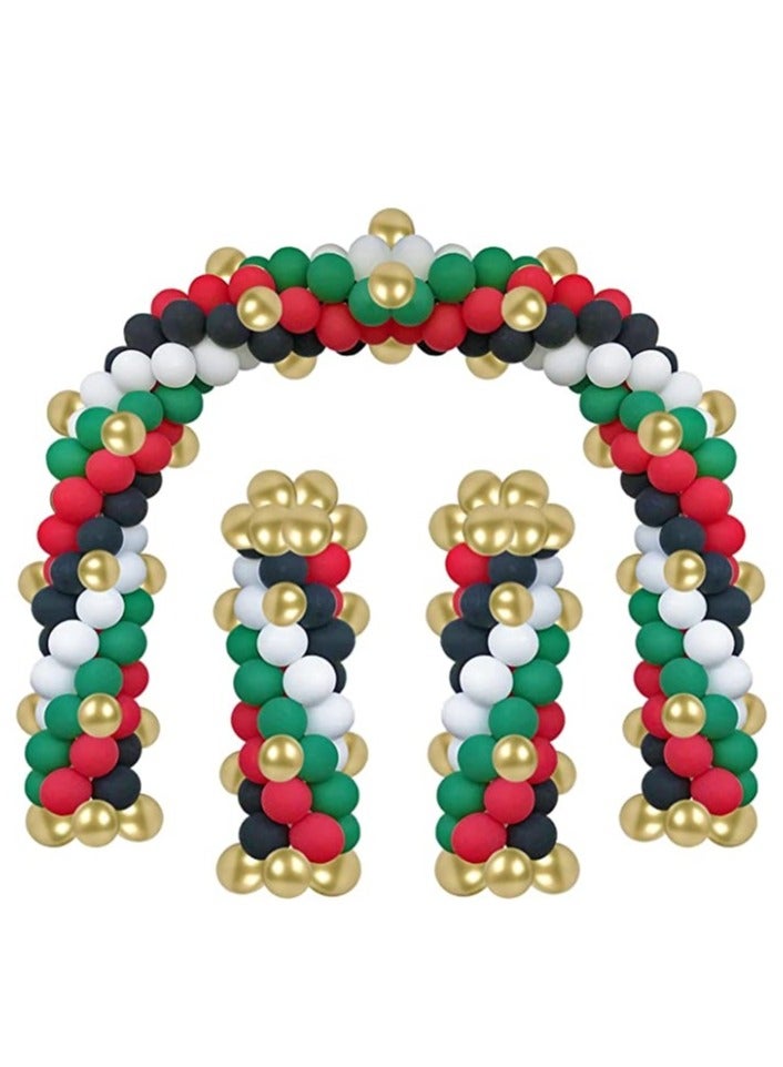 Boxwoods 100 PCS Red White Green Black Latex And Gold Chrome Balloons Set For UAE National Day Celebrations - Image 1