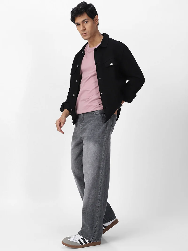 Urbano Fashion  Urbano Fashion Men's Light Grey Loose Baggy Fit Washed Jeans Non-Stretchable  | Best Price UAE