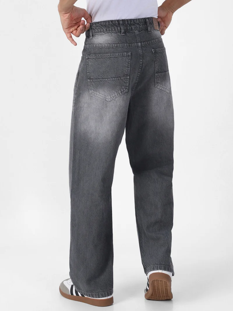 Urbano Fashion  Urbano Fashion Men's Light Grey Loose Baggy Fit Washed Jeans Non-Stretchable  | Best Price UAE