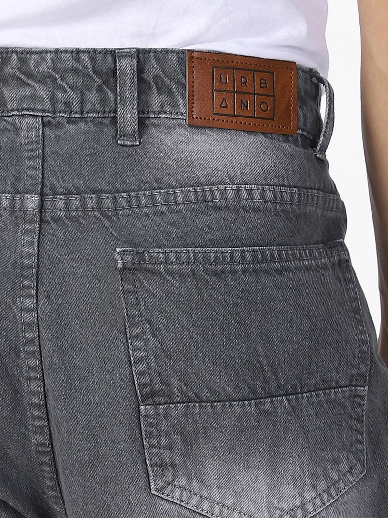 Urbano Fashion  Urbano Fashion Men's Light Grey Loose Baggy Fit Washed Jeans Non-Stretchable  | Best Price UAE