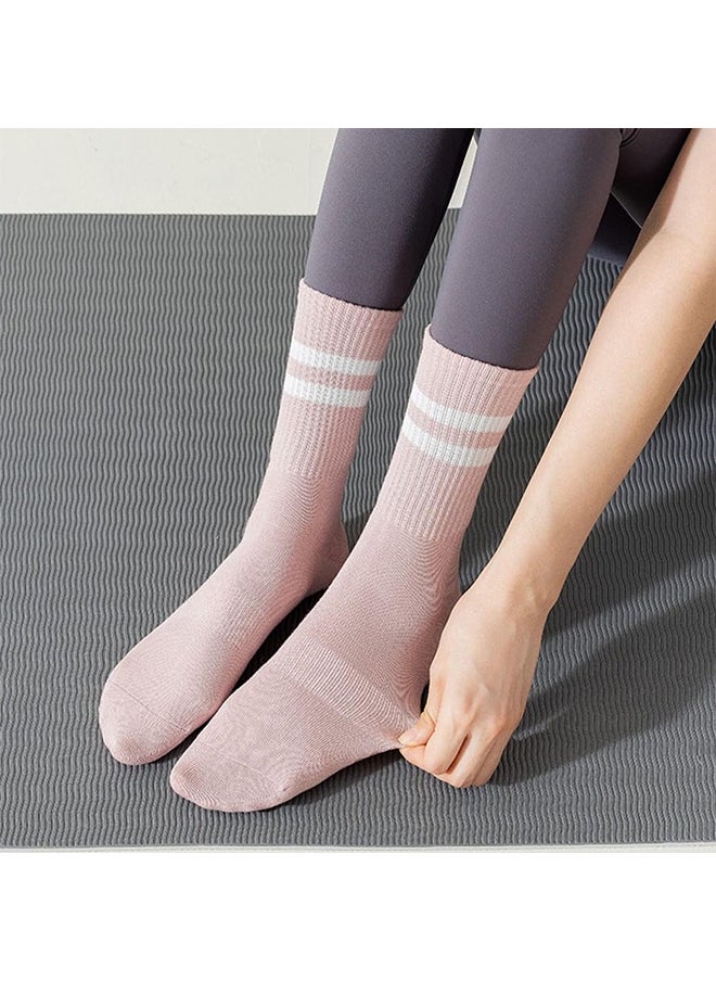 Depend Non Slip Socks Women Fashion All Season Socks Sports Casual Simple Striped Colors for Pilates Yoga Barre Ballet Dance Fitness Football Hospital Mid-Tube Socks Free Size 3-Pair  - Image 4