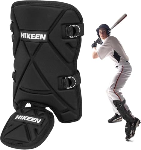 Hikeen Baseball Leg Guard Batters Shin and Foot Shield with Adjustable Straps Batting Softball Gear Suitable for Right Hand Left Hand Hitters for Adults - Image 1