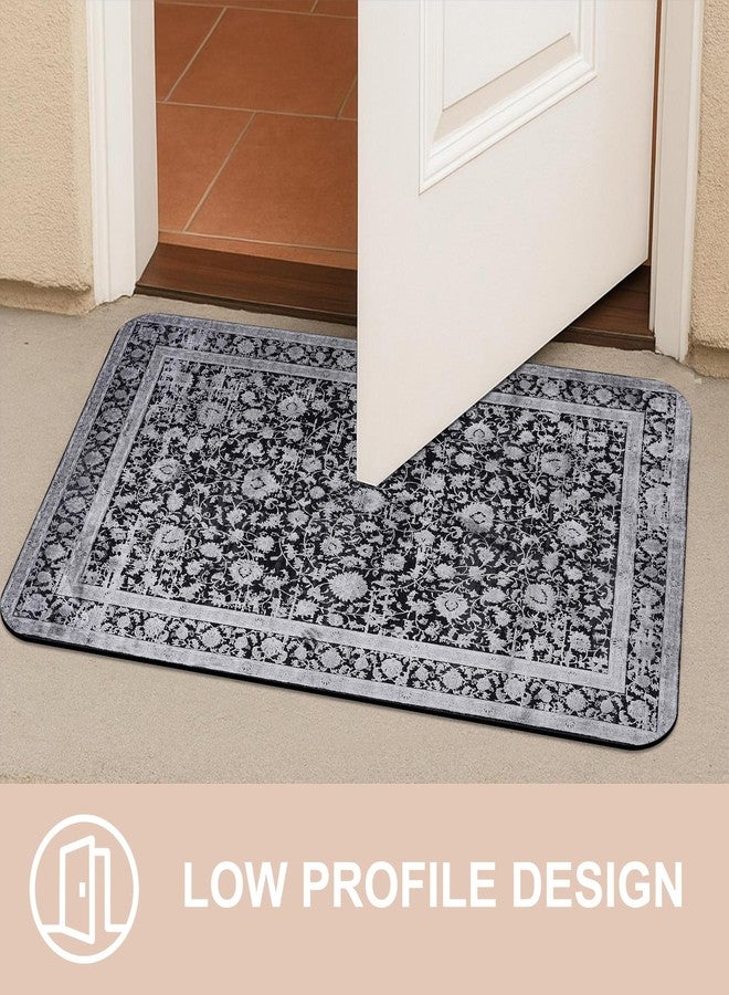 Identiy Front Door Mat Outside Entrance, Abstract Floral Boho Carpet Welcome Mat, Non-Slip Backing Low Profile Absorbent and Easy Clean Indoor Outdoor Doormat for Entryway Patio Porch 17"x29" - Image 3