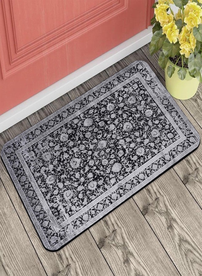 Identiy Front Door Mat Outside Entrance, Abstract Floral Boho Carpet Welcome Mat, Non-Slip Backing Low Profile Absorbent and Easy Clean Indoor Outdoor Doormat for Entryway Patio Porch 17"x29" - Image 1