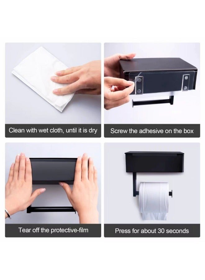 عام الفولاذ المقاوم للصدأ مناديل حامل لامعة حامل منشفة ورقية حمام مناديل سوداء حامل لا اللكم - Image 3