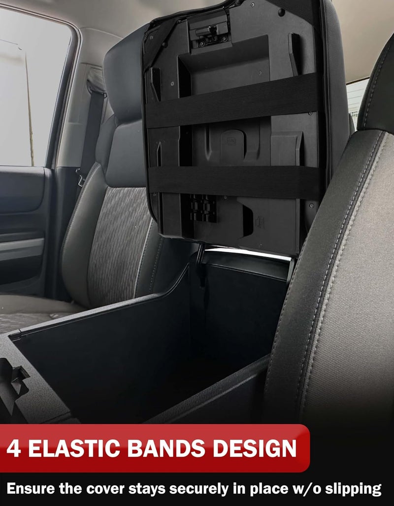 KBH Center Console Armrest Cover for Toyota Tundra 2014-2021 - Black Vinyl Leather Trim - Image 4