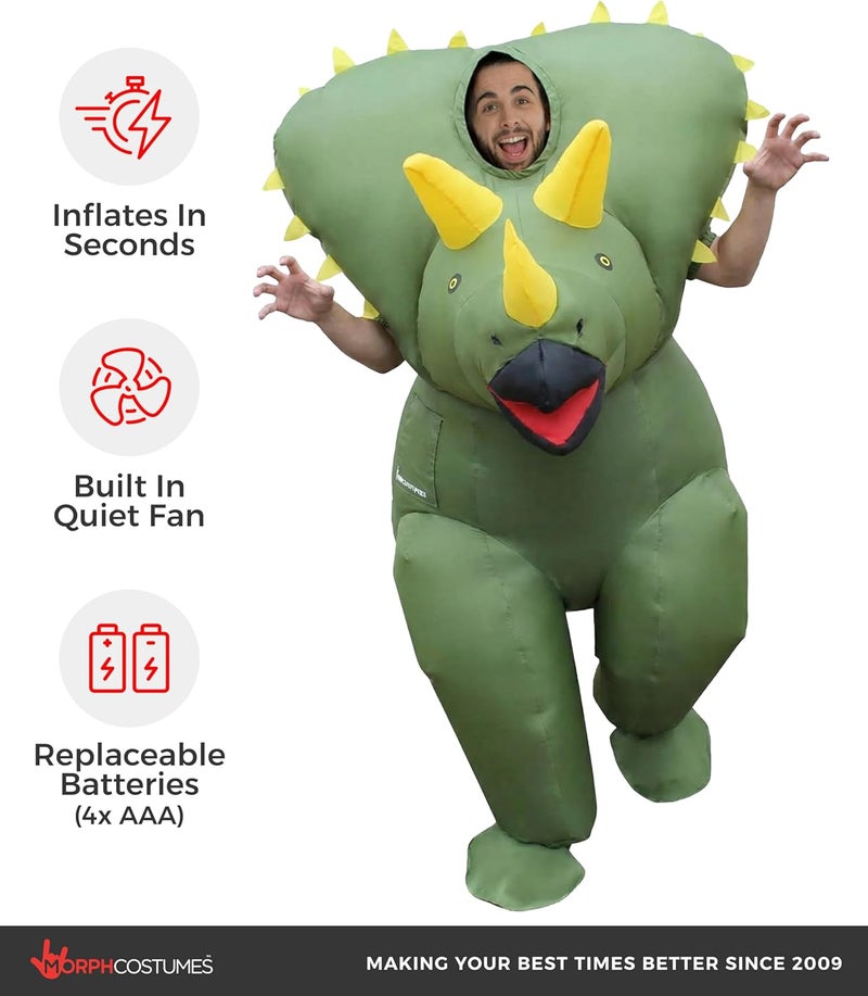 Morph MCGITR Unisex Triceratops Dinosaur Adult Inflatable Costume, One Size - Image 3