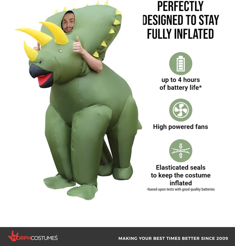 Morph MCGITR Unisex Triceratops Dinosaur Adult Inflatable Costume, One Size - Image 2