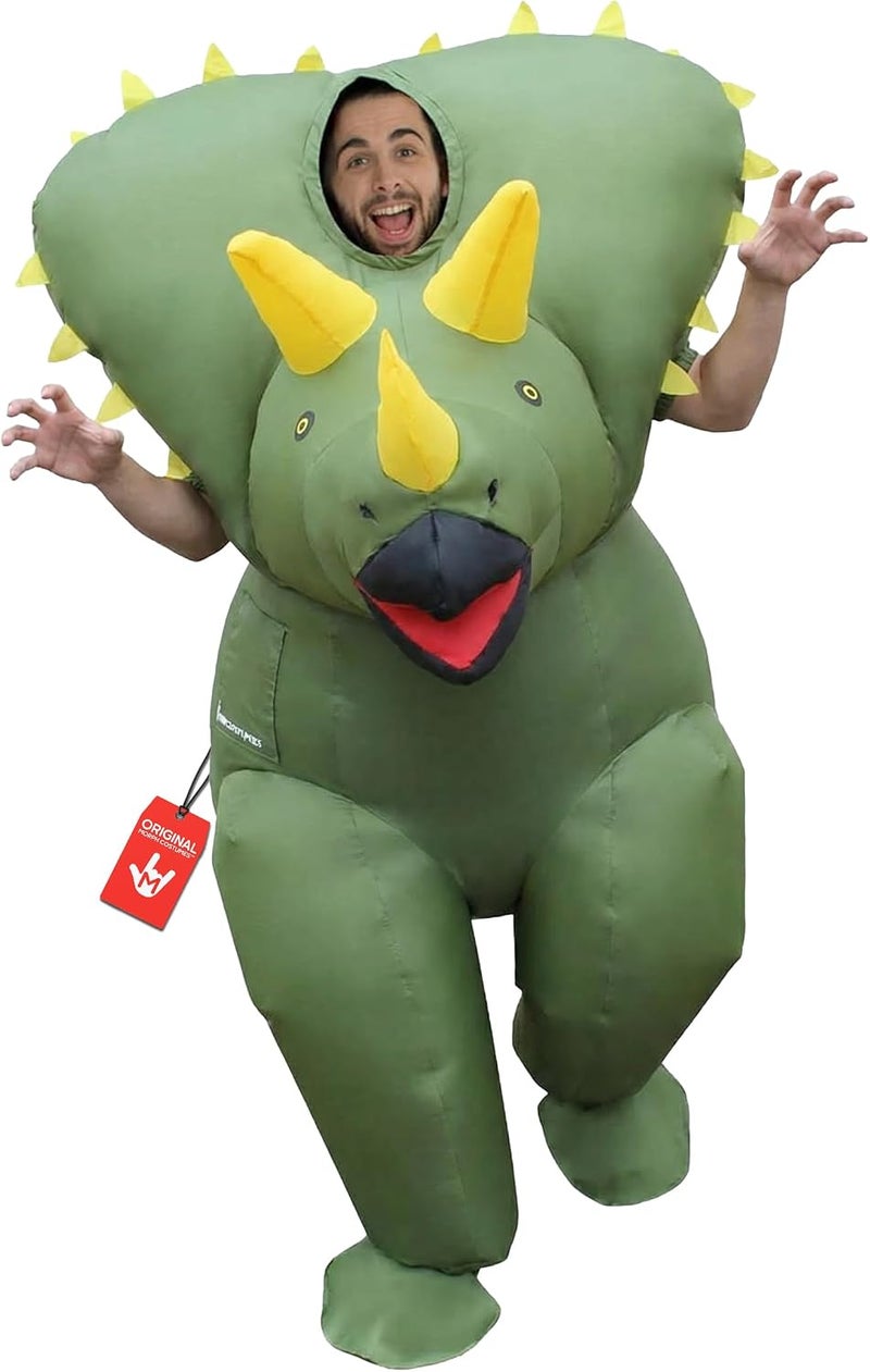 Morph MCGITR Unisex Triceratops Dinosaur Adult Inflatable Costume, One Size - Image 1