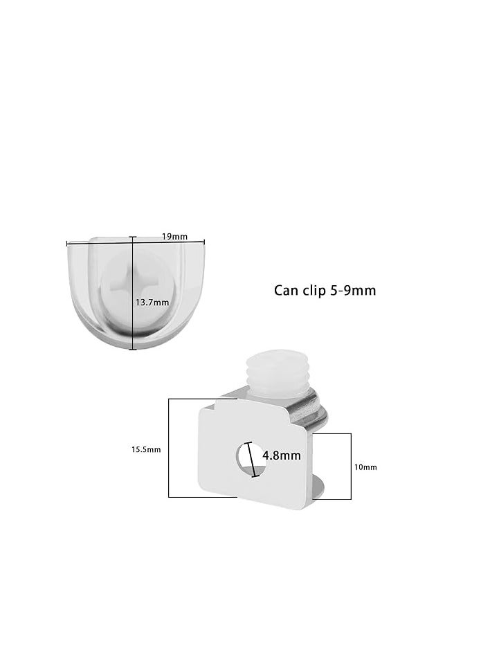 Generic MySouqEg Store 4 Pcs Glass Shelf Brackets-Duckbill Clip Shelf Bracket, Adjustable Zinc Alloy Clip Shelf Clamp for Kitchen Table Shelves-Wall Mount GlassHinge for 5-9mm ShelfGlass with screws  - Image 3