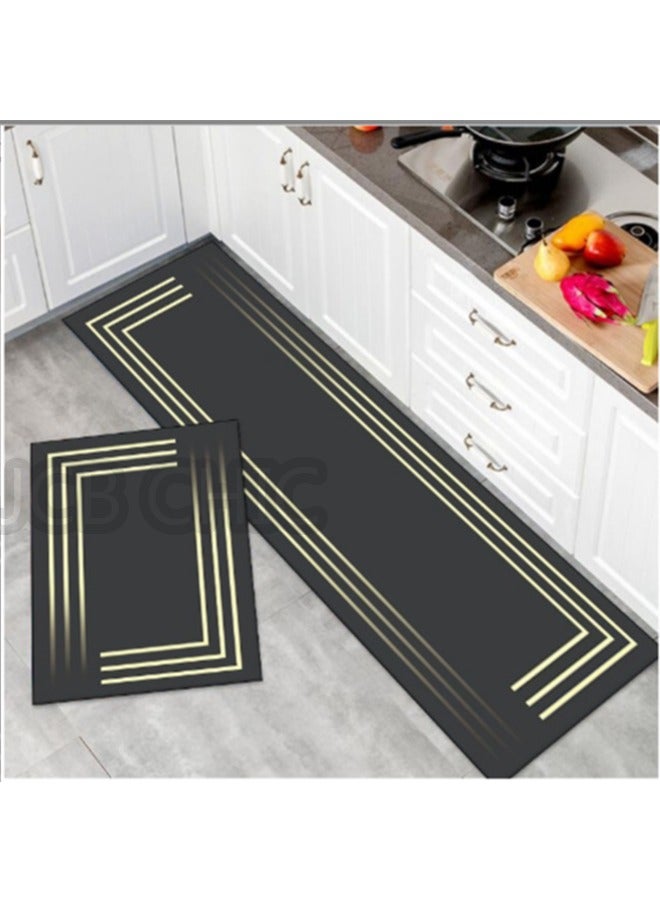 JCB CHIC سجادة مطبخ طقم من 2 سجادة مطبخ مبطنة مانعة للانزلاق للأرضية سجاد مطبخ مريح مقاوم للماء وسجاد مطبخ مريح مضاد للتعب سجادة جلدية من الطين للمطبخ والأرضية والمكتب J2514 (40*60 سم + 40*120 سم) - Image 1