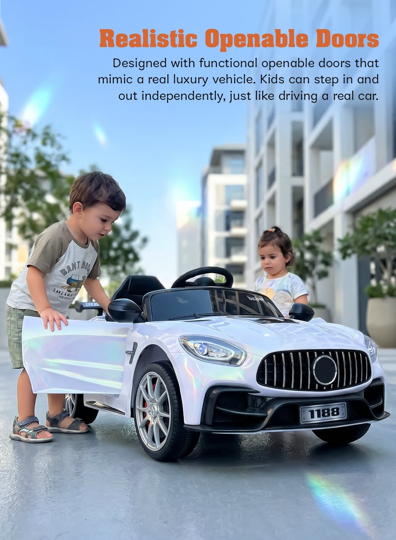 BAYBEE Benzy Battery operated Car for Kids, Kids Ride on Car with Led Light, Music & Remote Control｜Battery Baby Car Ride on Toy｜Childrens Car for Toddlers ｜Electric Car for Kids 2 to 5 Years Boys Girls White - Image 3