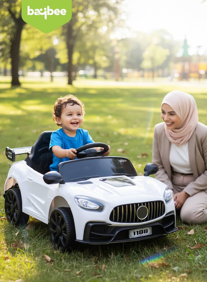 BAYBEE Benzy Battery operated Car for Kids, Kids Ride on Car with Led Light, Music & Remote Control｜Battery Baby Car Ride on Toy｜Childrens Car for Toddlers ｜Electric Car for Kids 2 to 5 Years Boys Girls White - Image 2