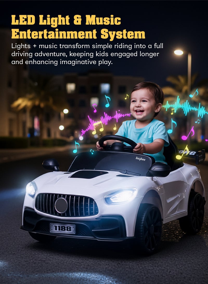 BAYBEE Benzy Battery operated Car for Kids, Kids Ride on Car with Led Light, Music & Remote Control｜Battery Baby Car Ride on Toy｜Childrens Car for Toddlers ｜Electric Car for Kids 2 to 5 Years Boys Girls White - Image 5