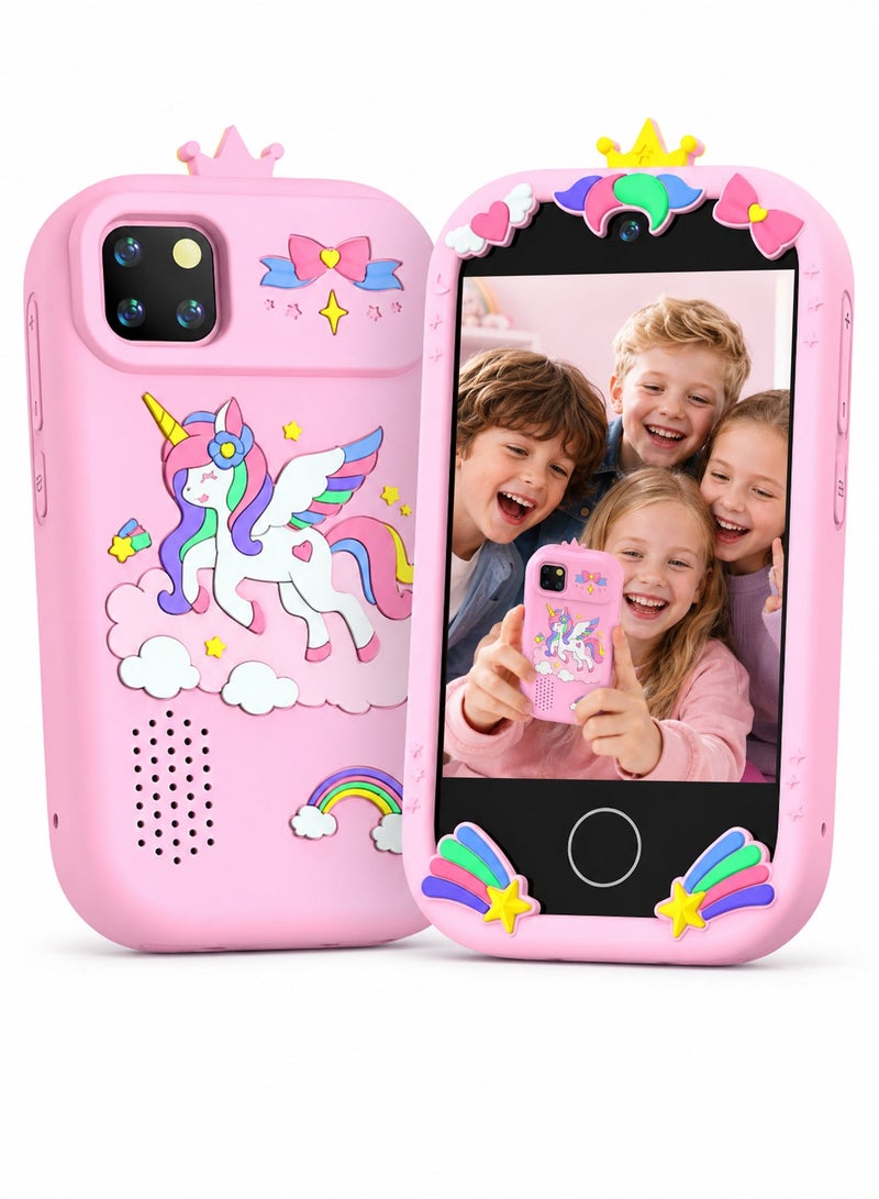 EVEREEN Kids Smart Phone for Girls Gifts, Toddler Birthday Gift for Age 3 4 5 6 Year Old, Kids Cell Phone Toy with 3.5” Touchscreen, Dual Cameras, Learning, Play Games, Video Player with 32GB Card - Image 1