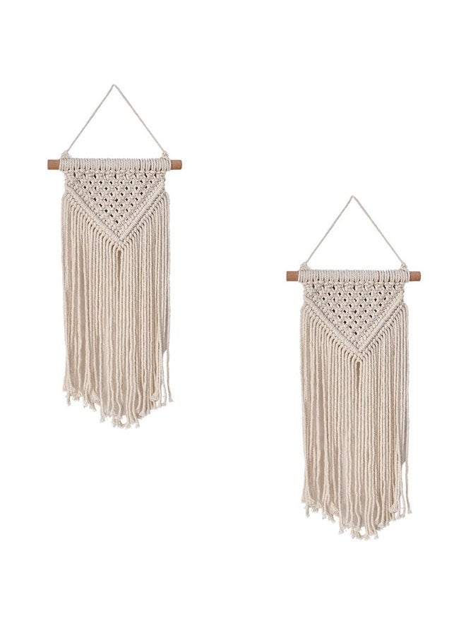 هوتو صغيرة Macrame جدار معلق 2 قطع منسوجة سجاد جدار الفن ديكور - جميلة لبوهو المنزل غرفة النوم سكن كلية ديكور الفصول الدراسية، الشقة، الحضانة، ديكورات الحزب - Image 1