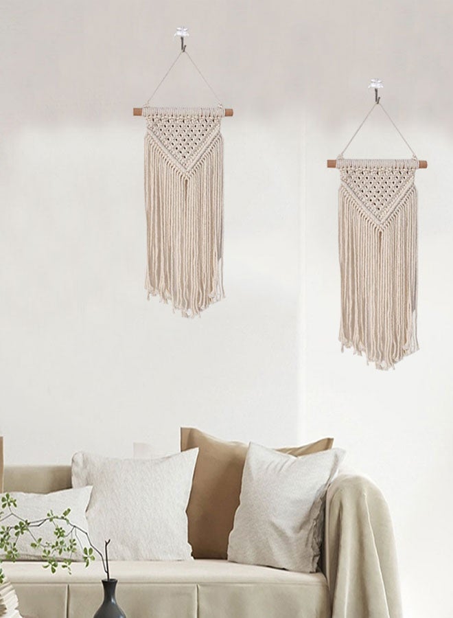 هوتو صغيرة Macrame جدار معلق 2 قطع منسوجة سجاد جدار الفن ديكور - جميلة لبوهو المنزل غرفة النوم سكن كلية ديكور الفصول الدراسية، الشقة، الحضانة، ديكورات الحزب - Image 5