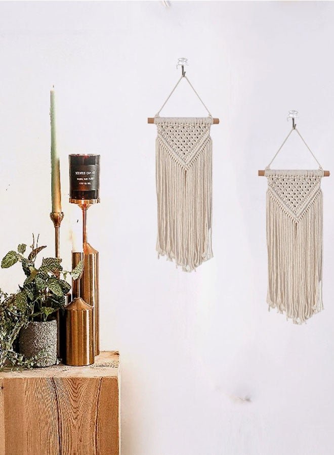 هوتو صغيرة Macrame جدار معلق 2 قطع منسوجة سجاد جدار الفن ديكور - جميلة لبوهو المنزل غرفة النوم سكن كلية ديكور الفصول الدراسية، الشقة، الحضانة، ديكورات الحزب - Image 4