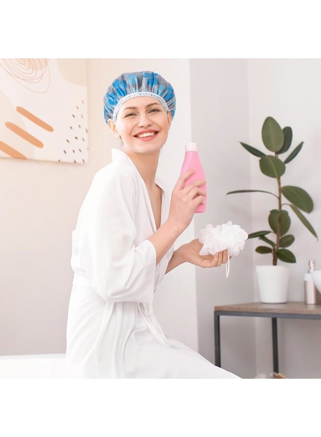 Pengxiaomei 6 Pcs Shower Cap, Reusable Waterproof Hair Cap Shower Caps Stocking Stuffers for Women Men Kids - Image 5